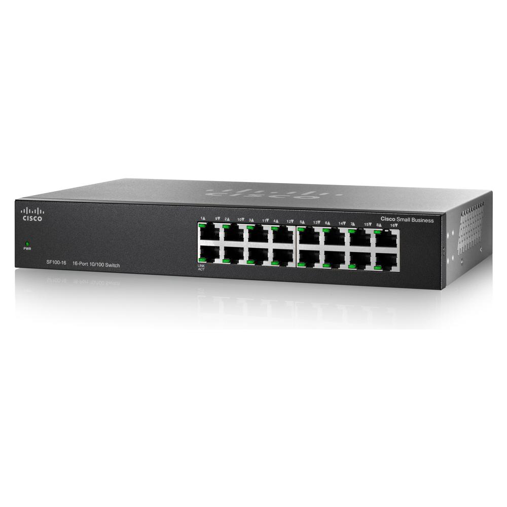 Cisco SF100-16-UK network switch Unmanaged Black