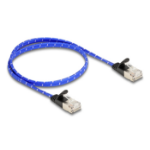 DeLOCK RJ45 flat network cable with braided coating Cat.6A U/FTP 0.5 m blue