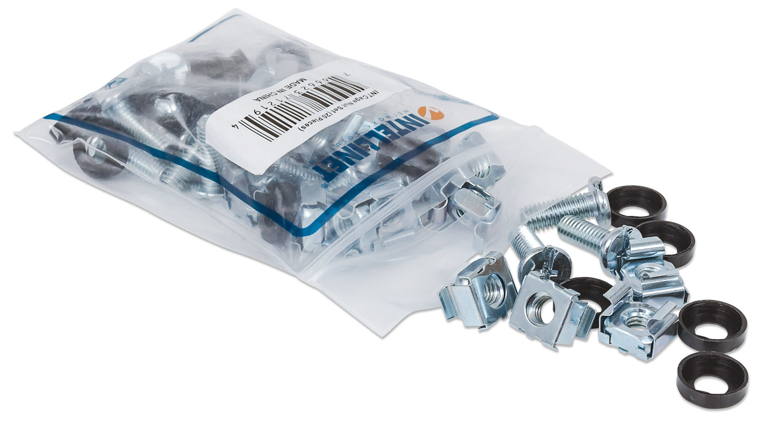 Image of Intellinet Cage Nut Set (20 Pack), M6 Nuts, Bolts and Washers,...