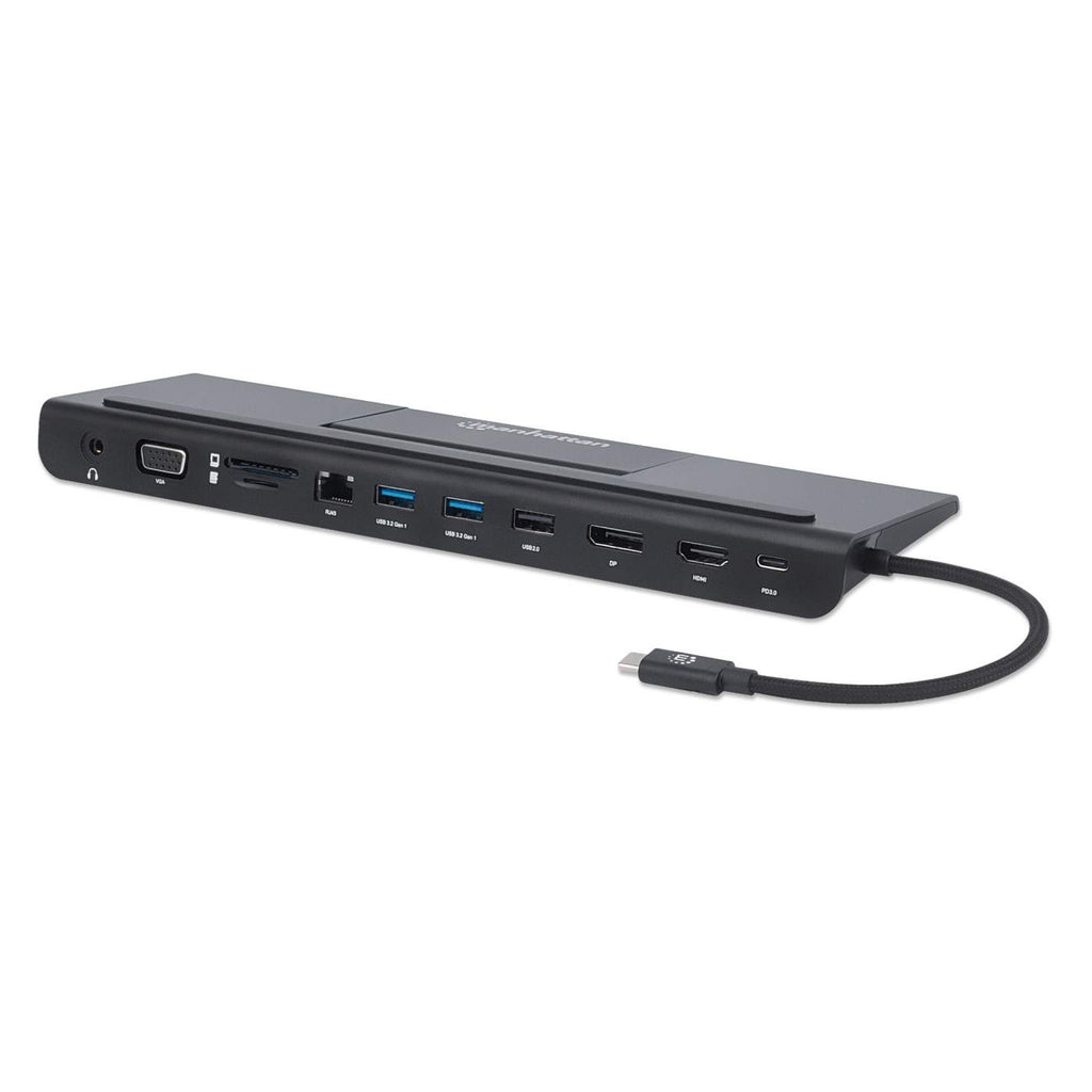 Image of Manhattan USB-C Dock/Hub with Card Reader and MST, Ports (x9):...