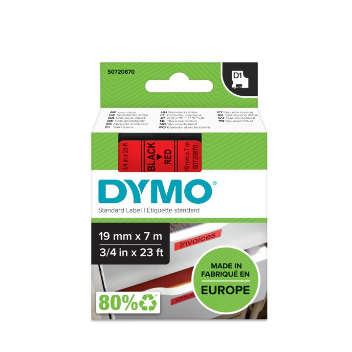 Dymo D1 LabelMaker Tape 19mm x 7m Black on Red ES45807