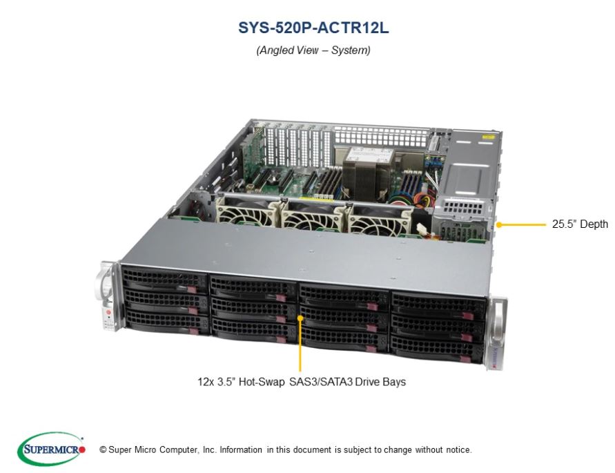 SSG-520P-ACTR12L SUPERMICRO SuperServer SSG-520P-ACTR12L - Barebone - Intel Sockel 4189 (Xeon Scalable)