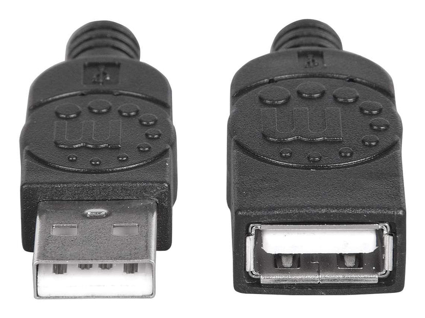 Manhattan USB-A to USB-A Extension Cable, 1.8m, Male to Female, 0 Mbps (USB 2.0), Hi-Speed USB, Black, Lifetime Warranty, Equivalent to USBEXTAA6BK