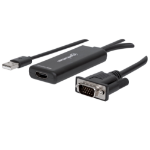 Manhattan VGA and USB-A to HDMI Converter, Analog VGA Video and USB Audio to Digital HDMI Signal, 1920x1080, 1080p@60Hz, 24-bit colour, 1.65 Gbps / 165 MHz, Three Year Warranty, Blister