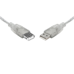 8WARE USB 2.0 Extension Cable 0.25m 25cm A to A Male to Female Transparent Metal Sheath Cable