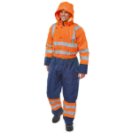 BEESWIFT Two Tone Hiviz Thermal Waterproof Coverall Orange / Navy M