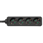Deltaco GT-0421 power extension 3 m 4 AC outlet(s) Indoor Black