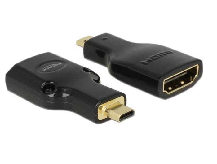 Image of DeLOCK HDMI Micro-D/HDMI-A, M/F, 4K Micro-HDMI Black