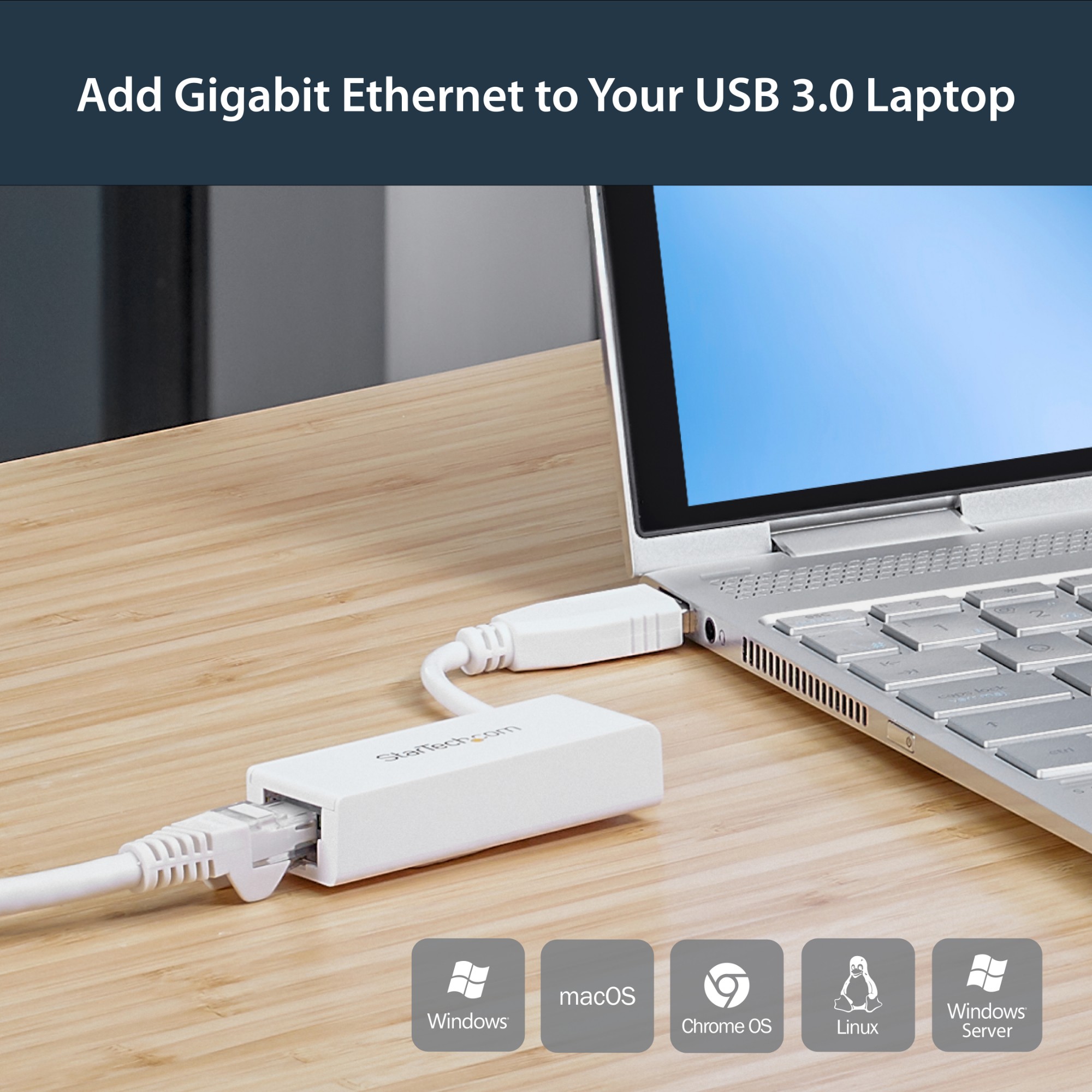 StarTech.com USB 3.0 to Gigabit Ethernet NIC Network Adapter - White