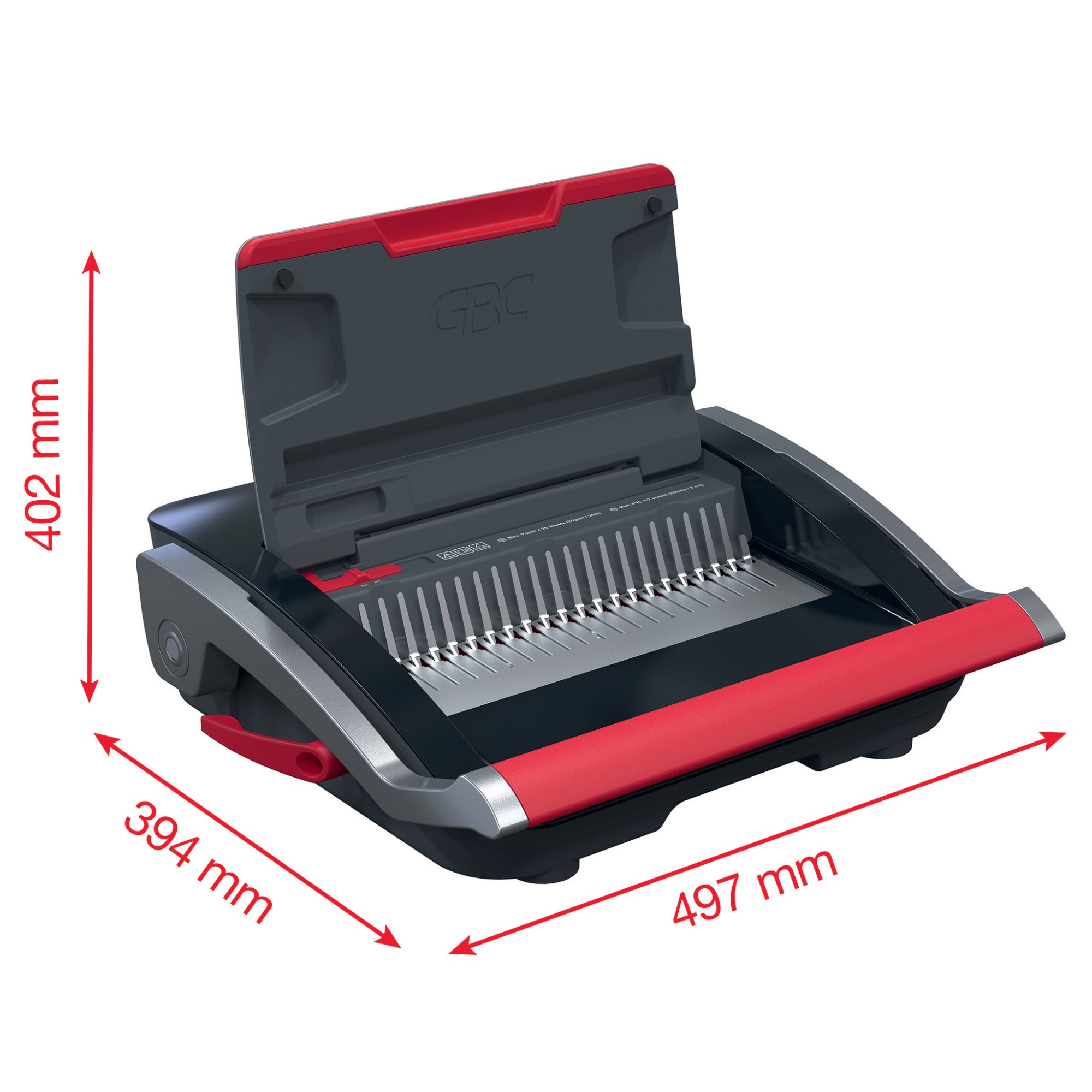 GBC CB25 Manual Comb Binding Machine Black/Red 4410063