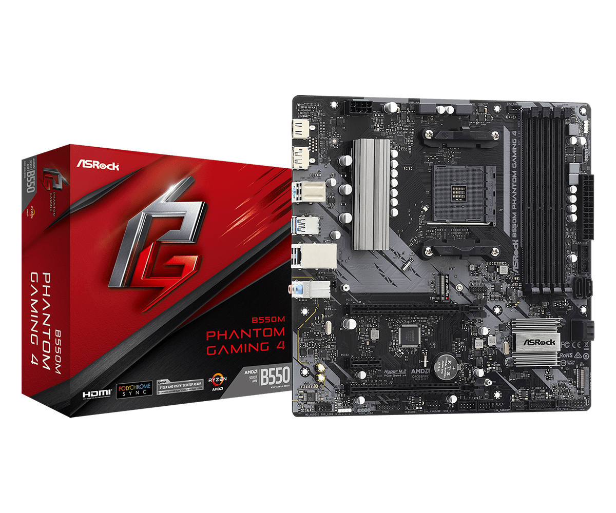 Image of Asrock B550M Phantom Gaming 4 AMD B550 Socket AM4 micro ATX