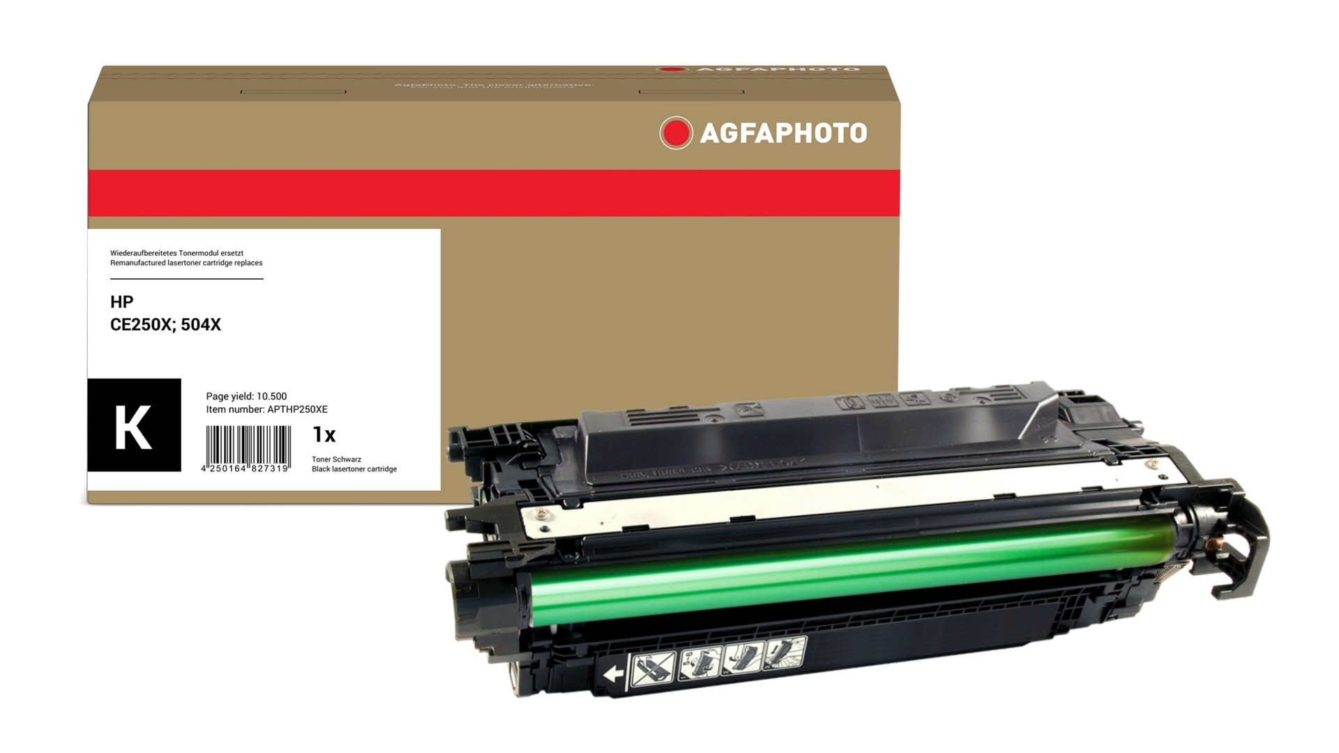 AgfaPhoto Compatible Toner Cartridge. Black. Replacement for HP CE250X