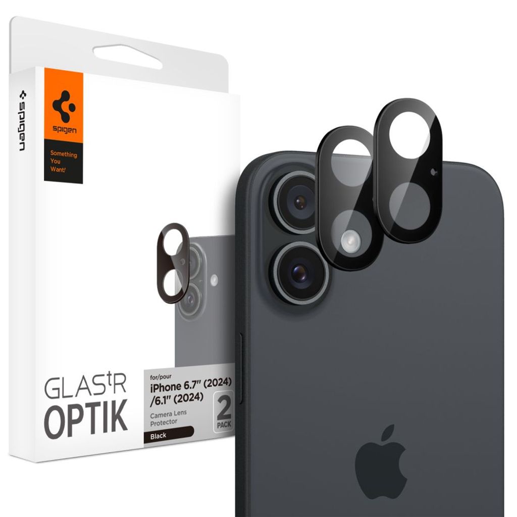EU Product - Optik Glas.tR 2-pack Lens Protector for iPhone 16/16 Plus - Black thumbnail