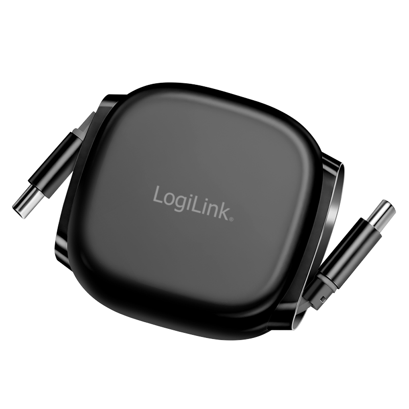 Logilink Black Usb 2.0 Type-C Cable. C/M To C/M. Retractable. 480 Mbps. 60W.