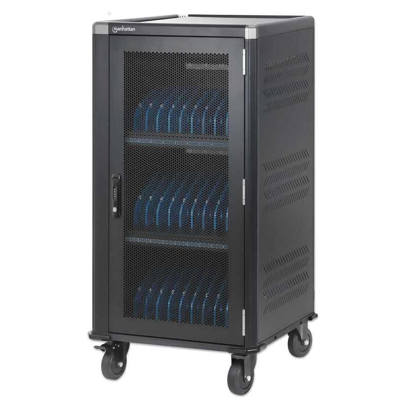 Manhattan Laptop Charging Cabinet Trolley/Cart via USB-C 65W 16"