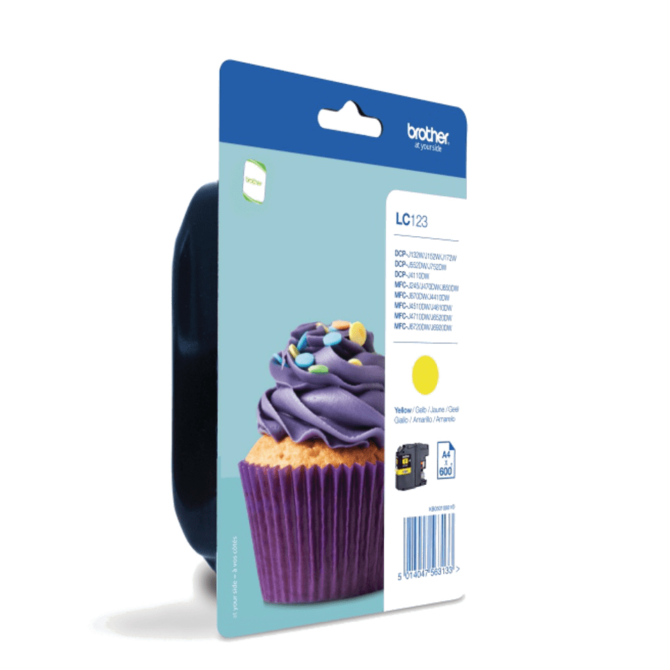 Brother LC-123YBP Ink cartridge yellow Blister, 600 pages 10ml for Brother DCP-J 132/MFC-J 4510/MFC-J 6920