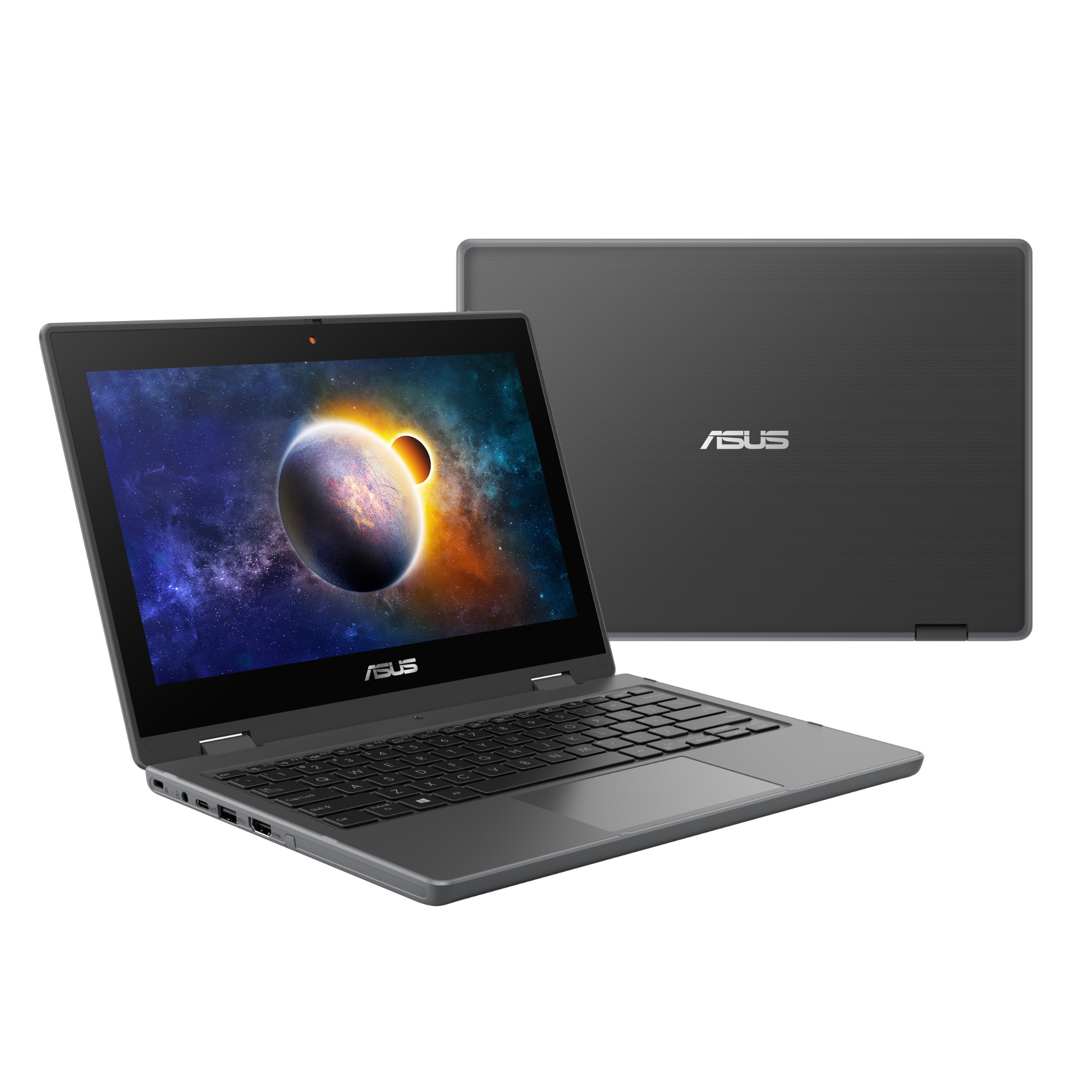 ASUS BR1100FKA-BP0044RA-3Y notebook Hybrid (2-in-1) 29.5 cm (11.6") Touchscreen HD Intel® Celeron® N 4 GB DDR4-SDRAM 64 GB eMMC Wi-Fi 6 (802.11ax) Windows 10 Pro Academic Black, Grey