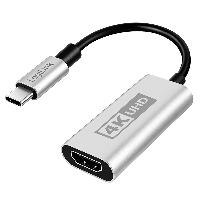 Image of LogiLink USB 3.2 Gen1 Type-C adapter. C/M to HDMI-A/F. 4K/60 Hz. metal