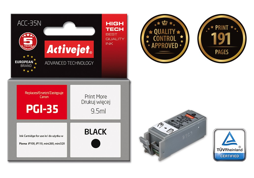 Activejet ACC-35N ink (replacement for Canon PGI-35; Supreme; 9.5 ml; black)