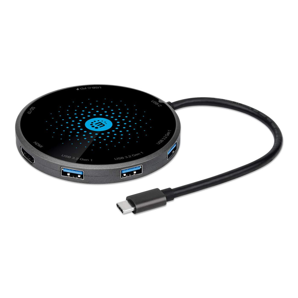 Image of Manhattan USB-C Dock/Hub with Card Reader and Wireless Charging...