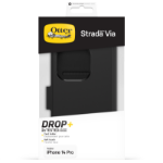 OtterBox Strada Via Case for iPhone 14 Pro, Shockproof, Drop Proof, Slim, Soft Touch Protective Folio Case with Card Holder, 2x Tested to Military Standard, Black
