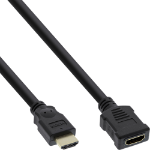 InLine HDMI cable, High Speed HDMI Cable, M/F, black, golden contacts, 3m