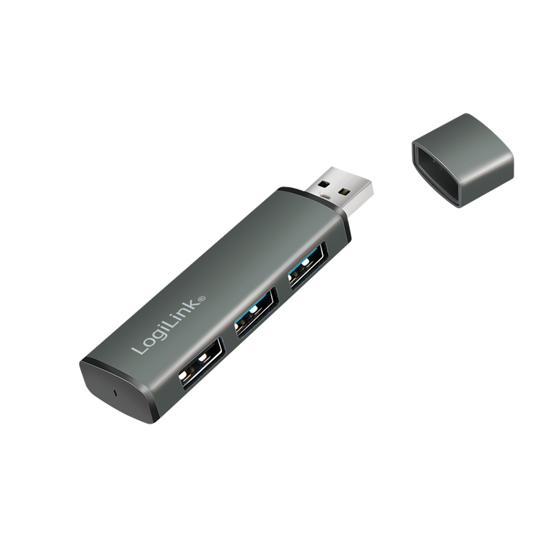 Photos - Other for Computer LogiLink USB 3.0 Hub, 3-port, USB-A, aluminum, grey UA0395 