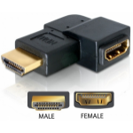 DeLOCK Adapter HDMI male > HDMI female 90° left HDMI 1.3 Zwart