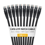StarTech.com 25cm Black Cat6 Ethernet Cable, 10 Pack, Snagless, 100W PoE, UTP, 24AWG Pure Bare Copper Wire, RJ45 Network Patch Cord w/Strain Reliefs, Individually Tested