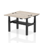 Dynamic Air Back-to-Back W1200 x D600mm Height Adjustable Sit Stand 2 Person Bench Desk With Cable Ports Grey Oak Finish Black Frame - HA01536 DD