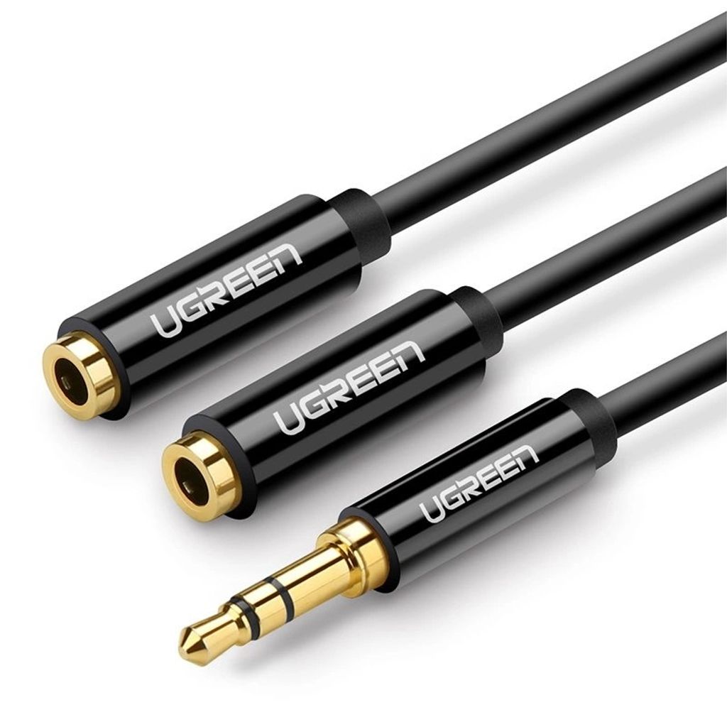 EU Product - 3.5 mm headphone splitter mini jack AUX, 25cm - Black thumbnail