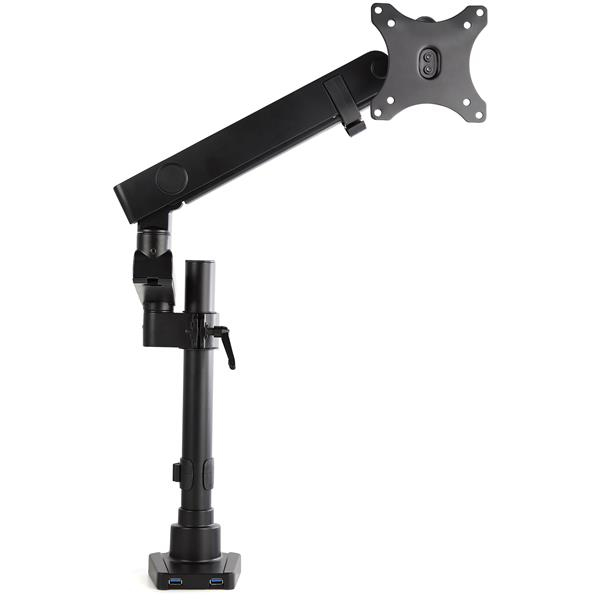 StarTech.com Desk Mount Monitor Arm with 2x USB 3.0 ports - Pole Mount Full Motion Single Arm Monitor Mount for up to 34&quot; VESA Display - Ergonomic Articulating Arm - Desk Clamp/Grommet