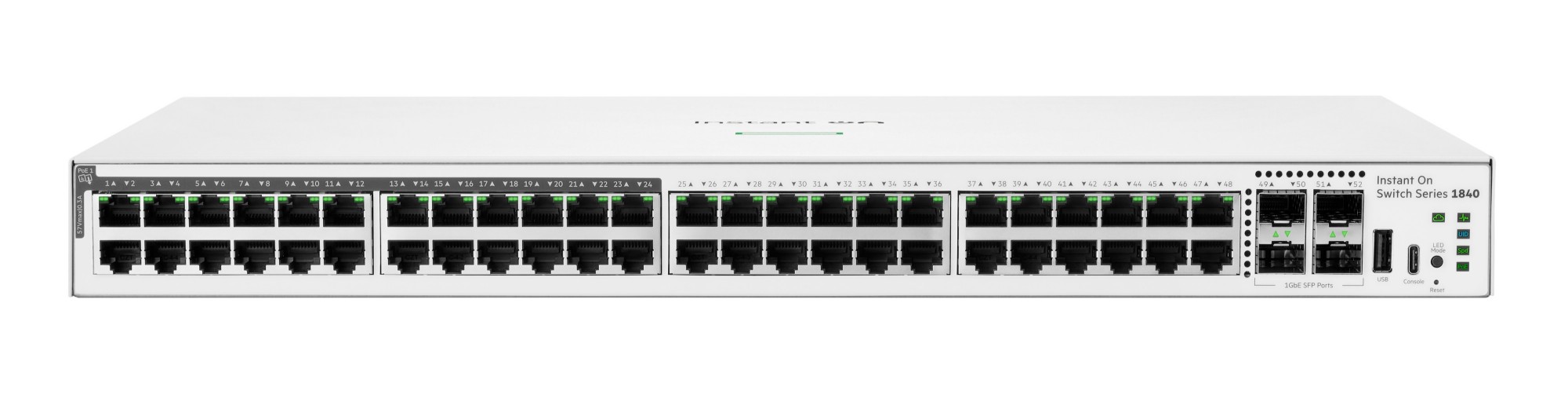 HPE Networking Instant On Switch 48p Gigabit 24p CL4 PoE 4p SFP 370W 1