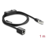DeLOCK RJ45 Cable plug to jack with switch Cat.6 F/UTP 1 m - network switching black