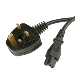 Videk UK Mains Plug to C5 Socket Power Cable Black 3Mtr