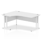 Dynamic Impulse Contract Left Hand Crescent Radial Cantilever Desk W1600 x D1200 x H730mm White Finish/White Frame - I002392 DD