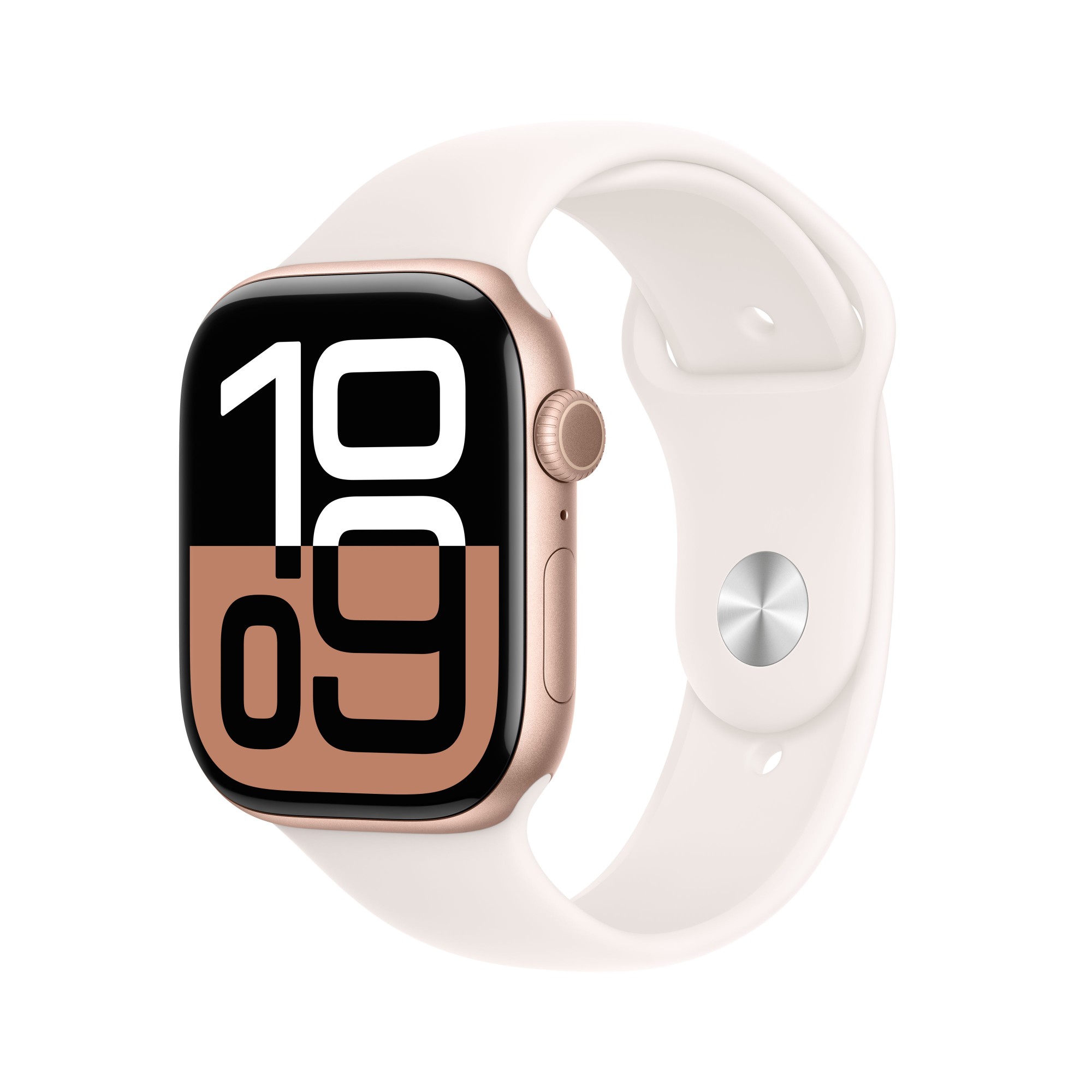 Apple Watch Series 10 (GPS + Cellular) - 46 mm - rose gold aluminium - smart watch with sport band - fluoroelastomer - light blush - band size: S/M - 64 GB - LTE, Wi-Fi 4, UWB, Bluetooth - 4G - 35.3 g