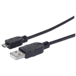 Manhattan 307161 USB cable USB 2.0 39.4" (1 m) USB A Micro-USB B Black