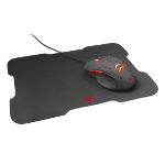 Varr Gaming Mouse and Mousepad/Mat Set, Gaming Mouse: Wired USB Mouse (Black/Red), Adjustable DPI (800, 1600, 2400 or 3200dpi), 6 Button with Scroll Wheel, Popular USB-A connection, Optical, LED Red backlight, Mousepad/Mat: Size 295x210x2mm