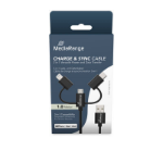 MediaRange MRCS246 USB-kabel USB 2.0 1 m USB A USB C/Micro USB-A/Lightning Zwart