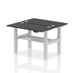 Dynamic Air Back-to-Back W1200 x D600mm Height Adjustable Sit Stand 2 Person Bench Desk With Cable Ports Black Finish Silver Frame - HA02828 DD