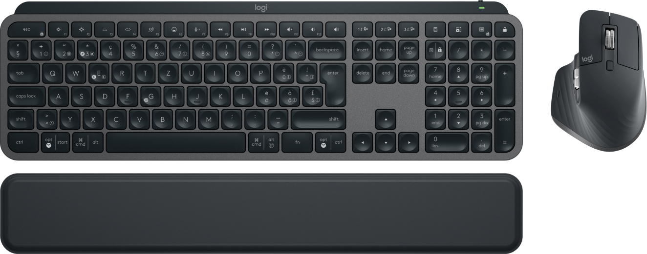Logitech MX Keys S Combo keyboard Mouse included Office RF Wireless + Bluetooth QWERTZ Swiss Graphite