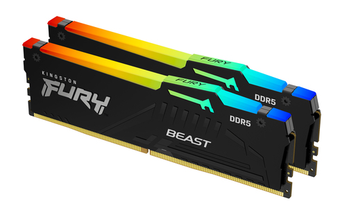 Kingston Technology Kingston FURY Beast RGB - DDR5 - kit - 32 GB: 2 x 16 GB - DIMM 288-pin - 6000 MHz / PC5-48000 - CL36 - 1.35 V - unbuffered - on-die ECC - black