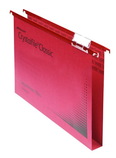 Image of Rexel Crystalfile Classic Foolscap Suspension File 30mm Red (50)