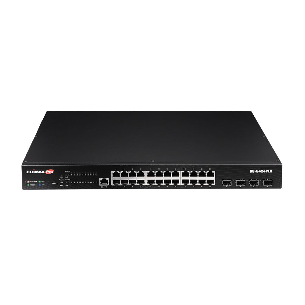 Edimax Surveillance 24-Port Gigabit PoE+ Web Smart Switch with 4-Port 10GbE SFP+ Uplinks