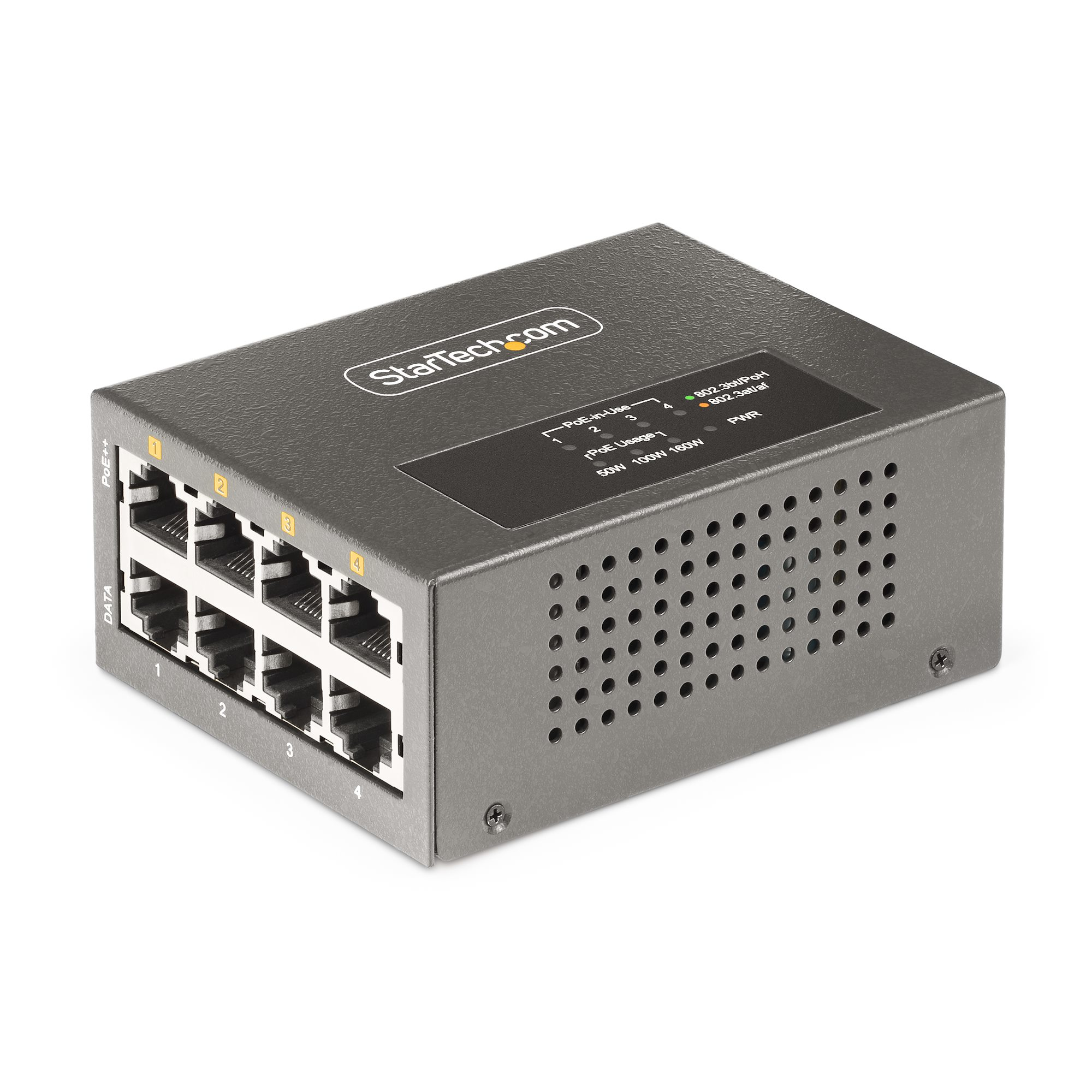 Image of StarTech.com 4-Port Multi-Gigabit PoE++ Injector, 5/2.5/1G...