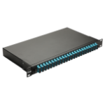 Equip 24-Port Fiber Optic Splice Box, SC Duplex, OM3, 1U, Equipped, Black