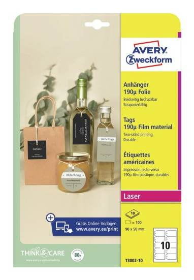 Avery Zweckform Printable Durable Tags with Strings
