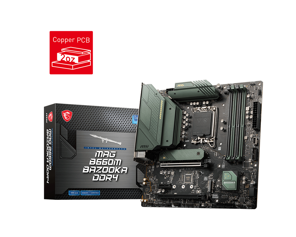 Image of MSI MAG B660M BAZOOKA DDR4 motherboard Intel B660 LGA 1700 micro ATX