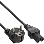 InLine Power cable, CEE7/7 angled to C15 straight, 3 x 1mm², black, 1.8m